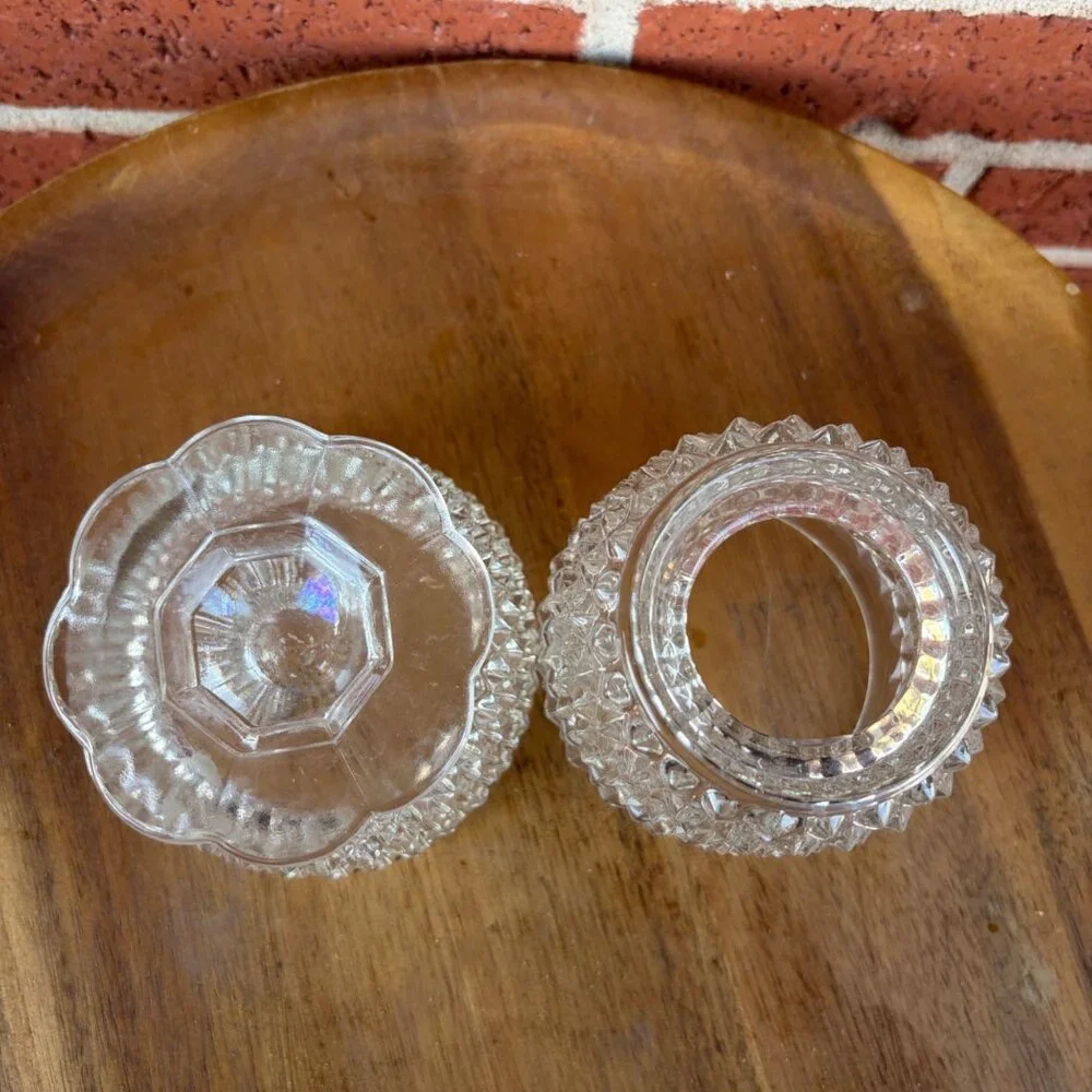 VTG Indiana‎ Glass Company Diamond Point Fairy Light Lamp